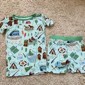 Little Sleepies Camp Print Pajama Set - Green and Blue